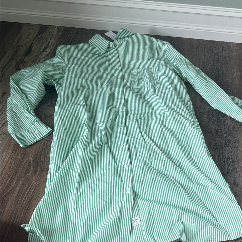 Green Striped Button-Up Shirt